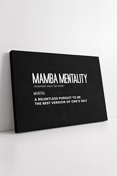 KOSS Dijital Tablou de pânză cu tipografie neagră cu slogan Mamba Mentality, ...