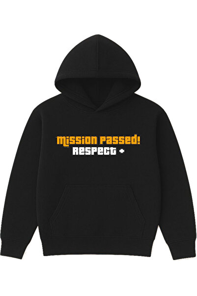 VSRN Mission Design Printed Oversized Black Hooded Sweatshirt
