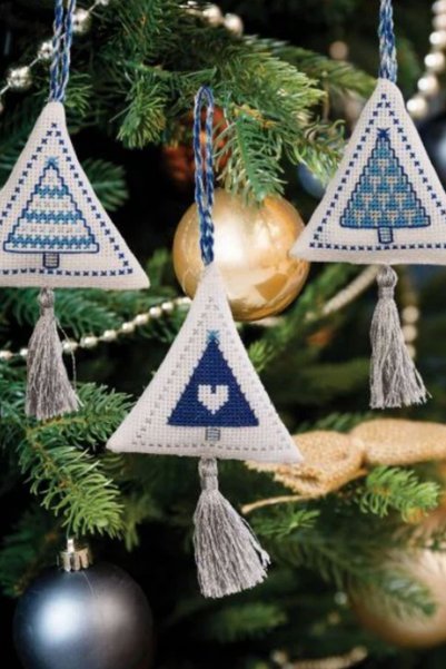 Anchor Colecția de Anul Nou Decor pentru copac Ornament pentru copac Kit de broderie cu punct de cruce (albastru gheață)