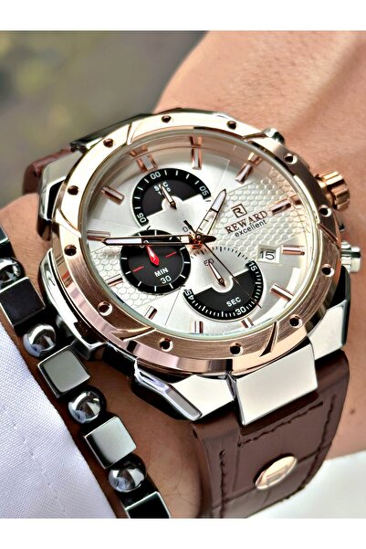 Reward Kahverengi Deri Kordon Fonksiyonlu Orjinal Kilit Erkek Kol Saati + BİL...