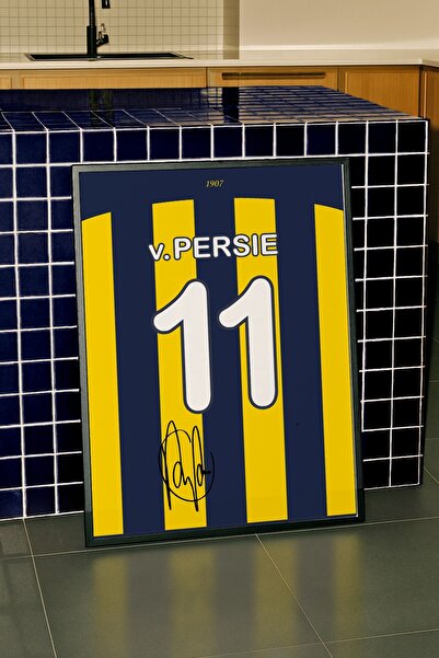 Base Concept Robin Van Persie 11 Numara İmzalı Sarı Lacivert Forma Baskı Post...