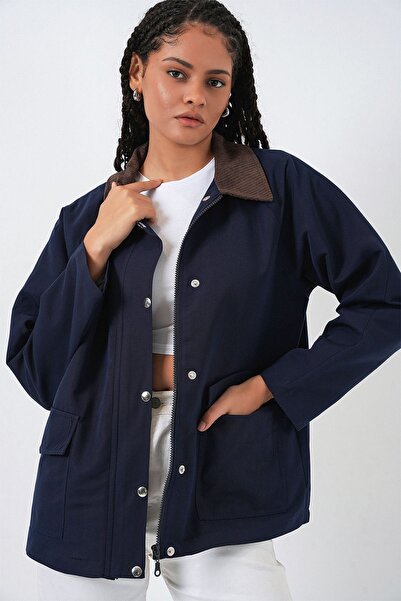 Hiccup Bdart Buttoned and Pocketed Gabardine Jacket