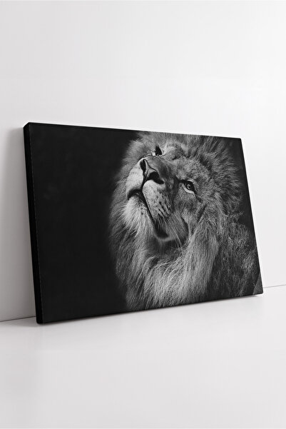 KOSS Dijital Portret de leu alb-negru, cu ochi puternici, detaliat artistic, ...