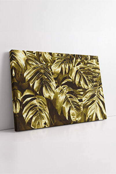 KOSS Dijital Model de frunze tropicale în tonuri aurii, tematică modernă a na...