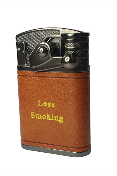 OEM LessSmoking metal lighter, windproof, refillable, eco-leather, orange