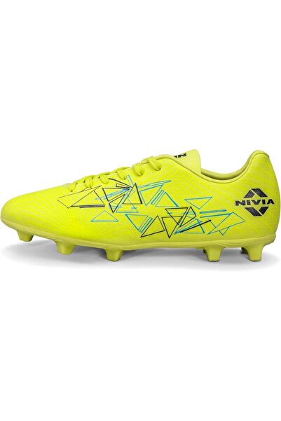 Nivia Carbonite 7.0 Men's Football Stud Shoes - TPU Sole, Synthetic Leather, UK 10 (Sunny Lime)