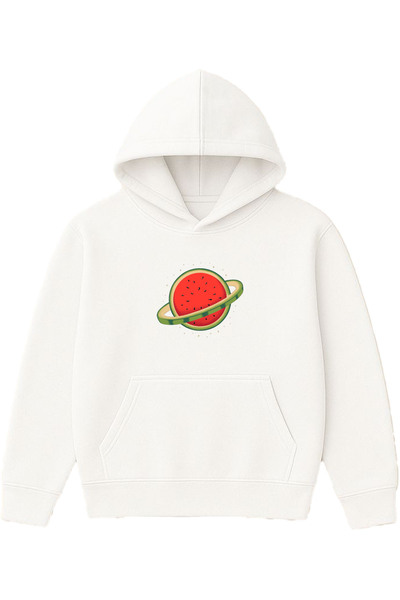 VSRN كاربوز جوبيتر ديزاين مطبوع قصة فضفاضة سويت شيرت أبيض بغطاء رأس