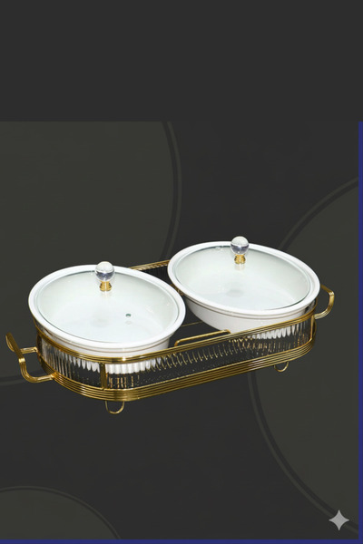 Generic Buffet warmer, oval double serving dish, 12cm, with a unique and elegant design.