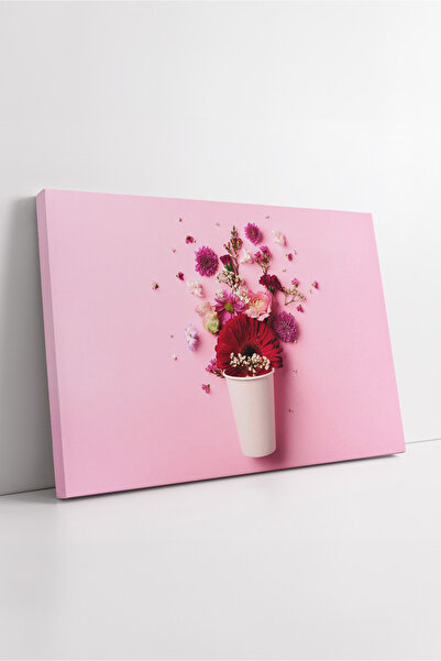 KOSS Dijital Compoziție florală cu fundal roz Flori colorate în interiorul mi...