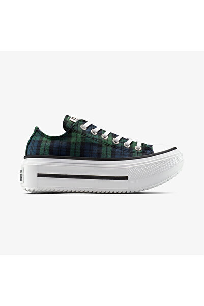 Converse Chuck Taylor All Star Lift Double Stack Plaid Kadın Yeşil Sneaker