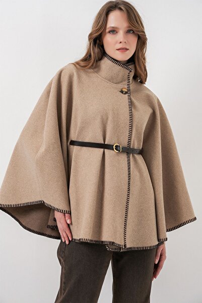 Hiccup Bdart Shepherd's Stitch Detailed Belted Poncho