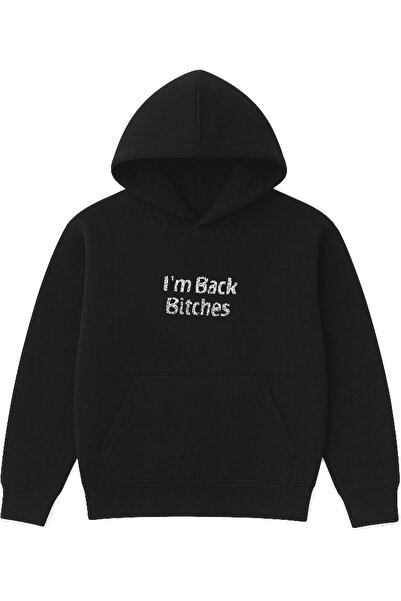VSRN Φούτερ με κουκούλα I m Back Design, με στάμπα, σε μεγάλο μέγεθος, μαύρο