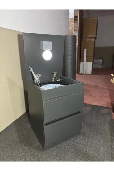 Gizli Bölme NFC Kilitli Gizli Bölmeli Komodin - Siyah