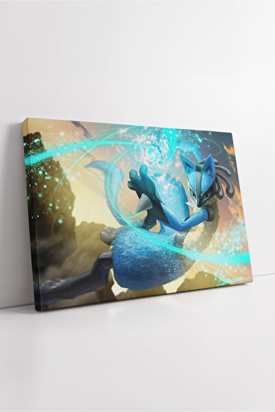 KOSS Dijital Pictură pe pânză cu anime Pokémon Lucario Aura Power Energy Burst Design epatic Decor pentru cameră pentru adolescenți