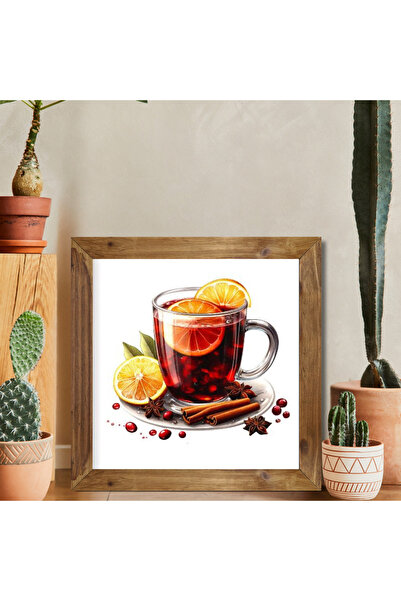 Tuba Decor Tablou pătrat cu rama din lemn bucuria ceaiului