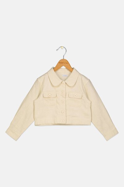 Overkids Toddlers Girl Solid Long Sleeve Jacket Shirt, Beige