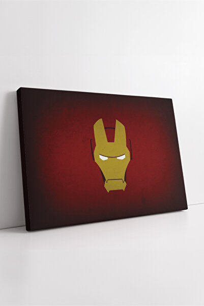 KOSS Dijital Iron Man Minimal Mask Marvel Avengers Red Background Children's Room Teen Room Decor Canvas Painting