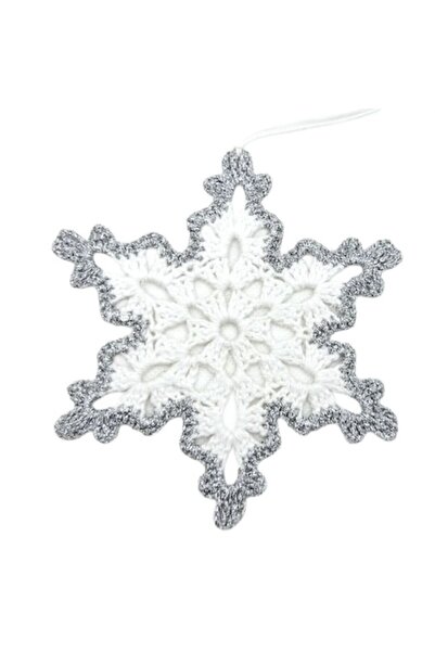 OEM Set of 4 handmade crocheted Christmas star decorations, white with silver...