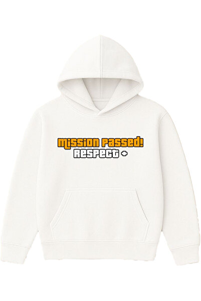 VSRN Mission Design Printed Oversized White Hooded Sweatshirt