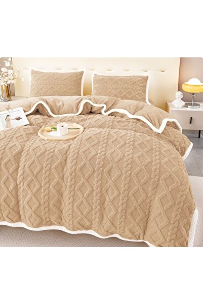 OEM Cocolino 4-piece Double Knit Bed Linen Set, 220x230 sheet, 200x230 duvet, 2x50x80, Microfiber, Latte