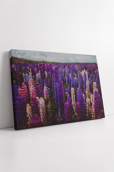 KOSS Dijital Pictură pe pânză cu câmp de flori violet roz, peisaj natural, cu...