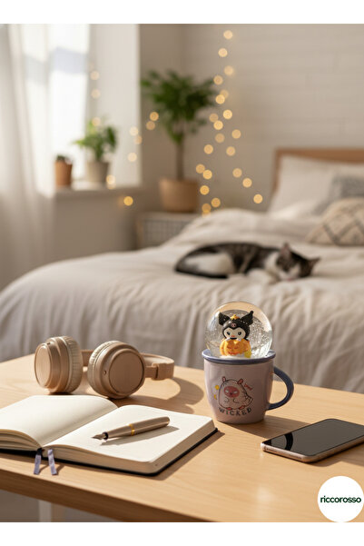 Riccorosso Sanrio Kuromi Halloween Temalı Dekoratif Fincanlı Kar Küresi