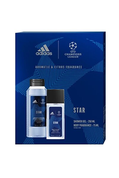 adidas Uefa Star Men's Gift Set, Deodorant Body Spray 75 ml, Shower Gel 250 ml