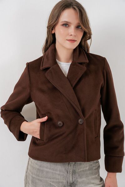 Hiccup Bdart Textured Double-Breasted Collar Jacket