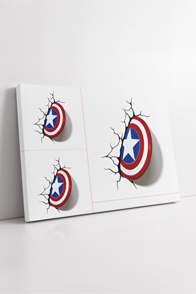KOSS Dijital Captain America 3D Broken Wall Effect Marvel Captain America Shield Children's Room Decor Canvas Painting