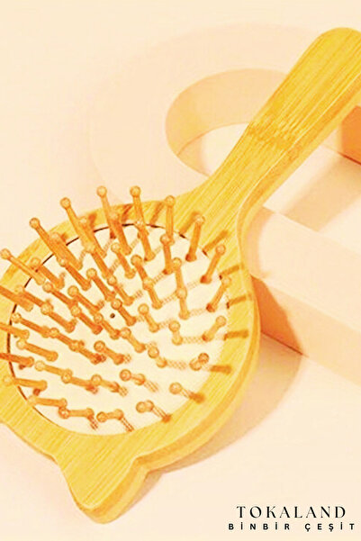 TOKALAND Bambu Dişli Şaç Fırçası, Ahşap Tarak, Bambu Saç Açıcı, Tahta Saç Fır...