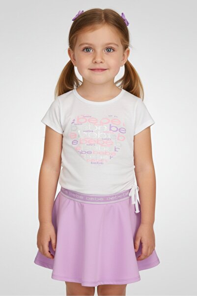 Bebe طقم ملابس خارجية للبنات مكون من قطعتين، بلوزة وتنورة بأكمام قصيرة، متعدد الألوان