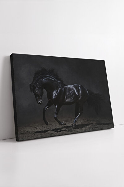 KOSS Dijital Pictură pe pânză cu siluetă de cal negru, atmosferă întunecată, ...