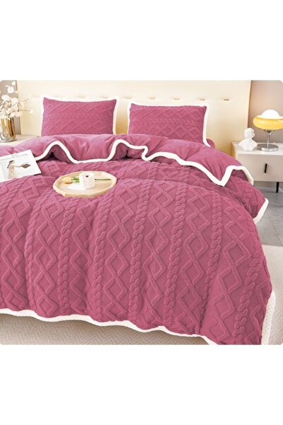 OEM Cocolino 4-piece Double Bed Linen Set, 220x230/200x230, 2x50x80, Plush Microfiber, Dark Pink
