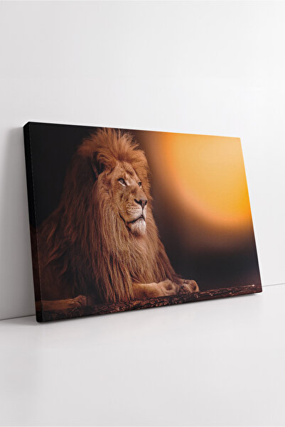 KOSS Dijital Portret de leu în lumina apusului de soare, în tonuri calde, pic...