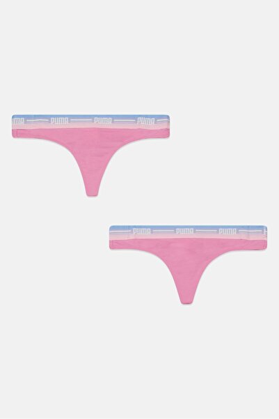 Puma Women 2 Piece Brand Logo String Panties, Pink