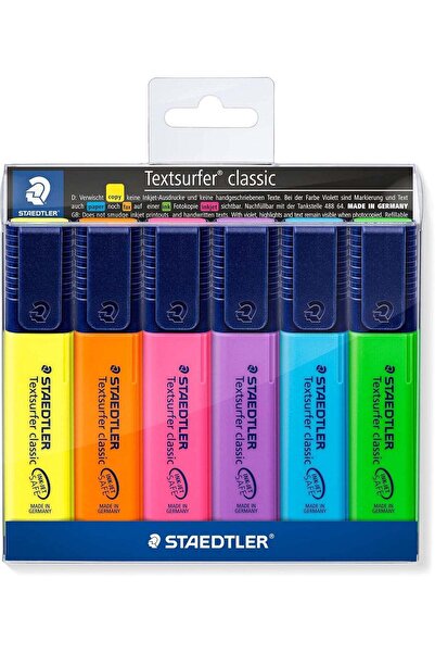 Staedtler أقلام تظليل كلاسيكية من تيكست سيرفر - عبوة من 6 أقلام