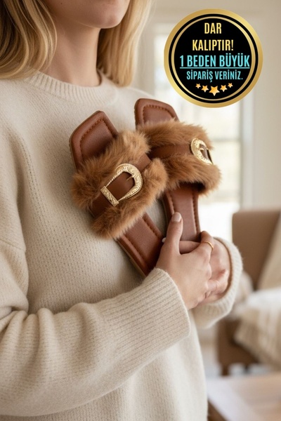 Modafırsat Women's Daily Slippers Plush Furry Guest Dowry Bundle Bride House Slippers