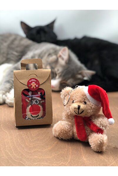 Desenor Concept Özel Kraft Çanta Kutuda Yılbaşı Temalı Çorap Ve Noel Şapkalı ...