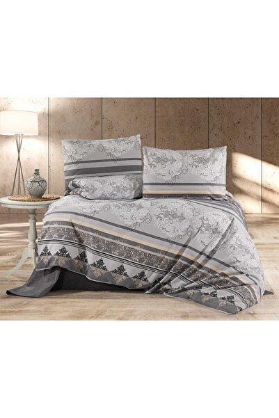 vionetta Cotton Fitted Sheet Double Duvet Cover Set with 4 Pillows