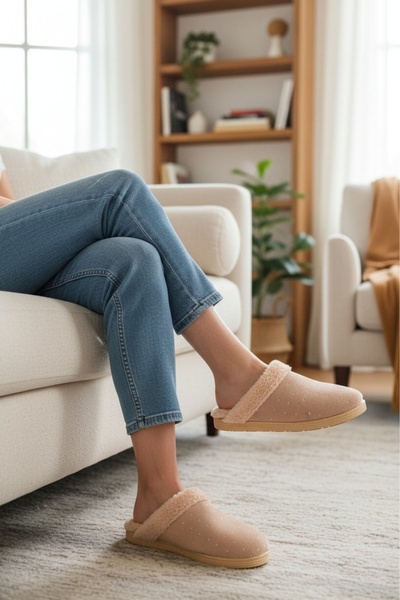 Modafırsat Winter House Slippers Plush Wool Women's Slippers Guest Dowry Bundle Bridal Slippers