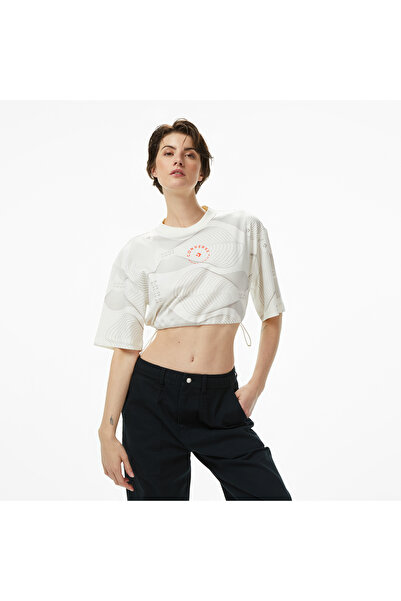 Converse Star Chevron Baskılı Kadın Krem T-Shirt