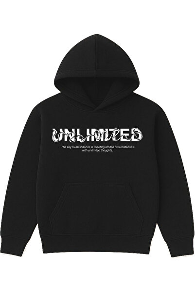 VSRN Φούτερ με κουκούλα Unlimited Design με στάμπα, σε μεγάλο μέγεθος, μαύρο