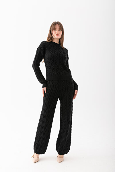 Cebe Hair Braid Patterned Sweater and Pants Set - Knitwear Set