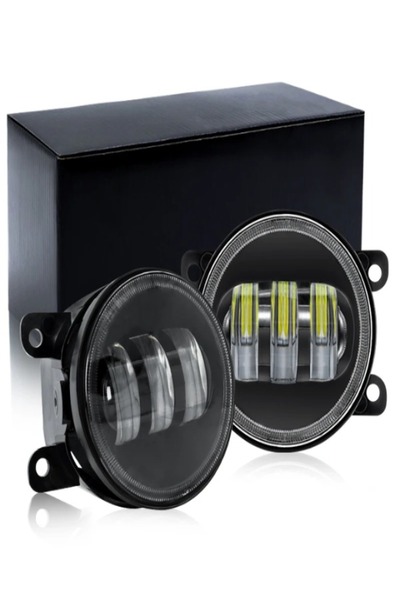 Smart LED Fog Lights, Round, 4 Inch, High Brightness, Pair with Halo Ring, Black Housing 30W