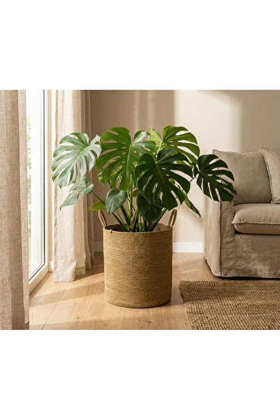 Dosade Premium Kulplu Jüt Sepet: Dekoratif Büyük Boy Saksı Kılıfı & Battaniye...