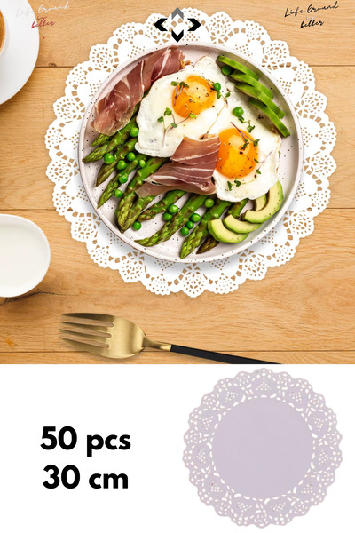 LİGROUND مفارش ورقية بنمط الدانتيل 50 قطعة، أغطية صحية للاستخدام مرة واحدة، مفارش طاولة