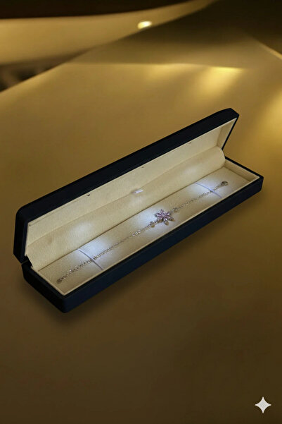 anadolusilver (PREMİUM IŞIKLI KUTULU) 925 Ayar Gümüş pembe taşlı Lotus Çiçeği...