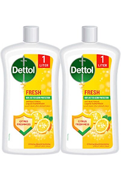 Dettol Fresh Liquid Handwash Pump, Citrus & Orange Blossom Scent, 1L x 2