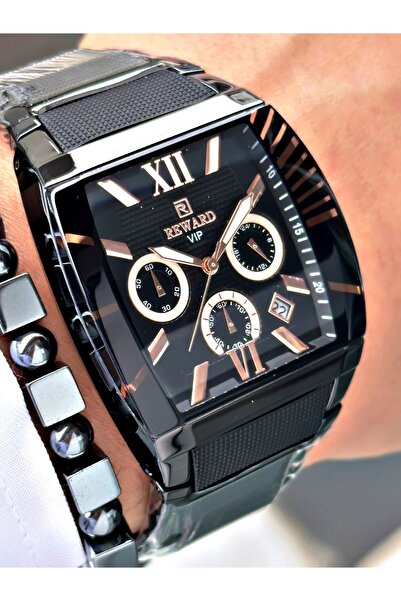 Reward Siyah Renk Silikon Metal Kare Model Fonksiyonlu Orjinal Erkek Kol Saat...