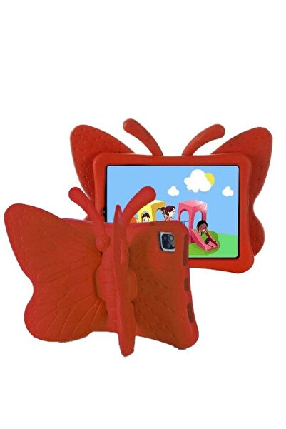 HYX جراب متين مقاوم للصدمات للأطفال من مادة EVA على شكل فراشة مع مسند، مناسب لأجهزة iPad Air/Pro مقاس 11 بوصة (M3/M2)، لون أحمر